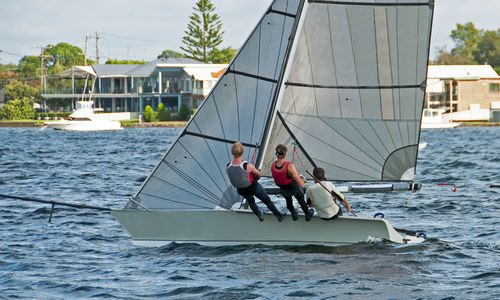 People on boat in sea