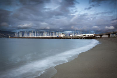 Panoramic view of sea against cloudy sky