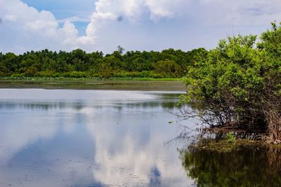 Scenic view of lake against sky