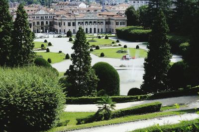 Buildings in a garden