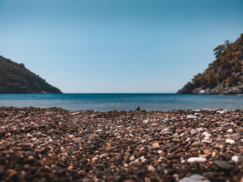 Scenic view of sea against clear sky