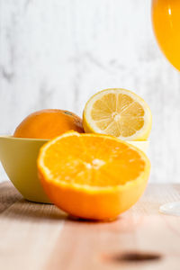 Close-up of orange on table