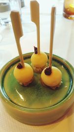 Close-up of dessert on table