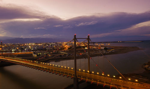 High angle view of suspension bridge