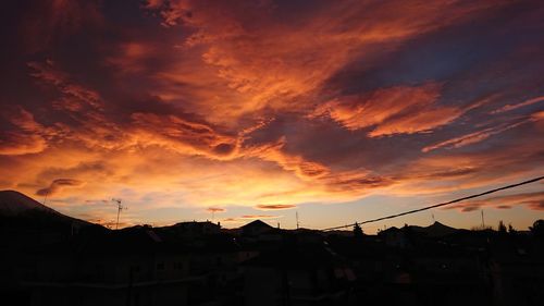 Low angle view of silhouette buildings against sky during sunset