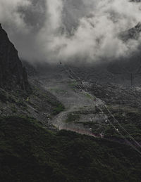 High angle view of land against sky