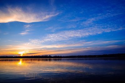 Scenic view of river against sky during sunset