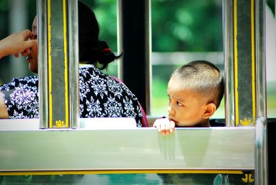 Boy looking at camera