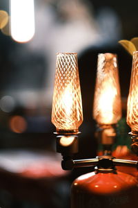 Close-up of illuminated electric lamp