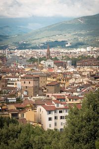 High angle view of townscape against sky