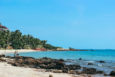 Scenic view of sea against clear sky