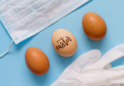High angle view of food on table