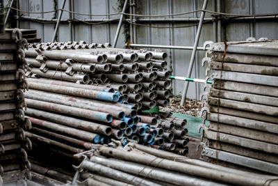 Stack of pipes in industry