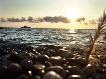 Scenic view of calm sea at sunset