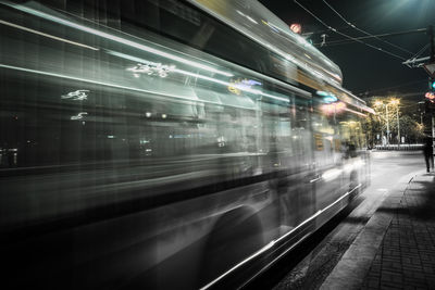Blurred motion of train at night