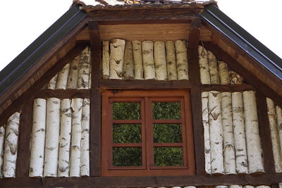 Low angle view of window of building