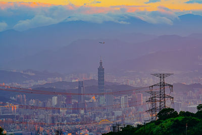 Aerial view of buildings in city