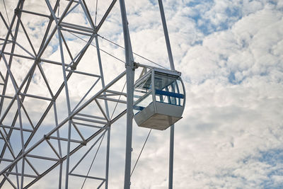 Observation wheel cabin. passenger car of ferris wheel in amusement park. bird's eye view attraction