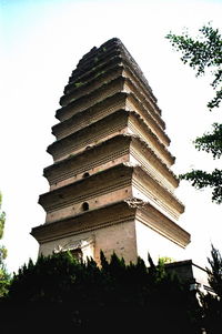 Low angle view of built structure against clear sky