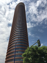 Low angle view of modern building against sky