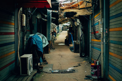 Man in illuminated market