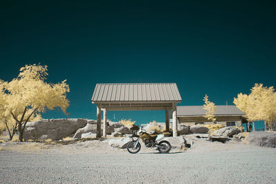 Bicycles against clear sky