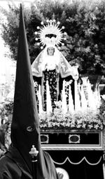 High angle view of cross on tree