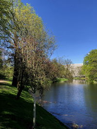 Scenic view of lake against clear sky