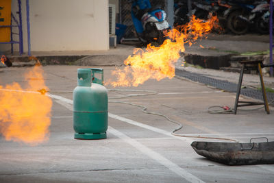 Fire hydrant on street in city