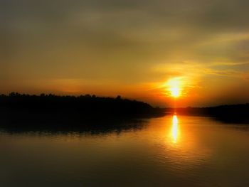 Scenic view of sunset over sea