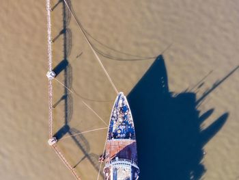 High angle view of sailboat