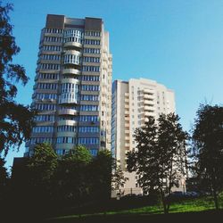 Low angle view of building against clear sky