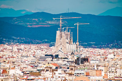 High angle view of city against sky