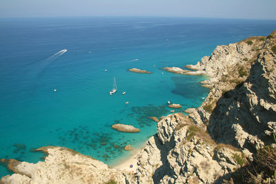 Aerial view of sea and rocks