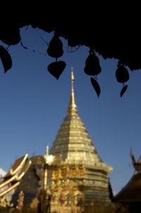 Low angle view of temple building against sky