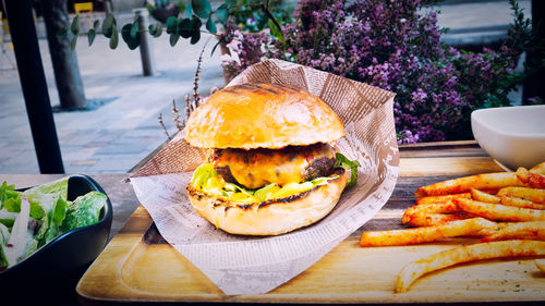 Close-up of food on table