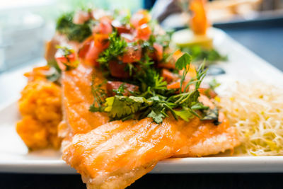 Close-up of seafood in plate