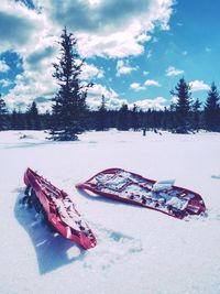 Winter hiking in the mountains on snowshoes with poles and backpack. winter walk in powder snow