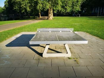 Empty bench in park