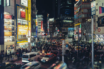 Illuminated city at night