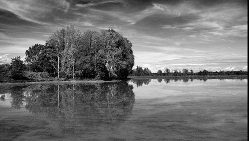 Scenic view of lake against sky