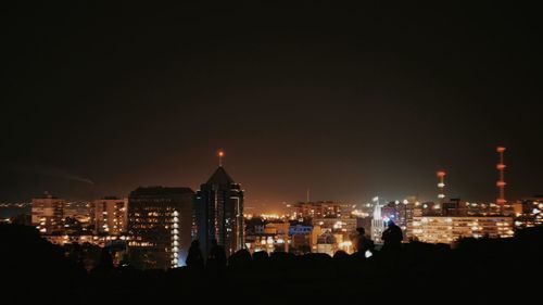 City lit up at night