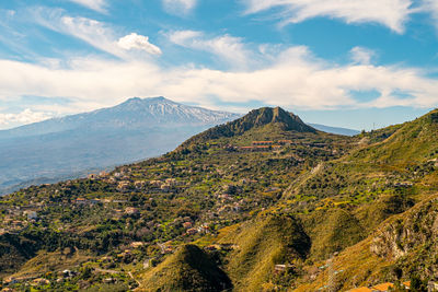 Scenic view of mountains against sky