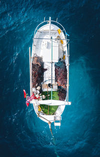 High angle view of ship in sea