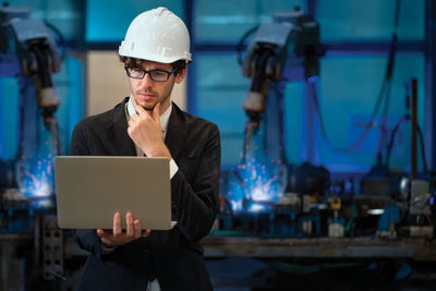 Man working with mobile phone