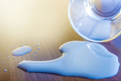 High angle view of ice cream on table