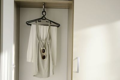 Clothes hanging in closet at home