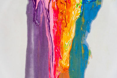 Close-up of multi colored wall against white background