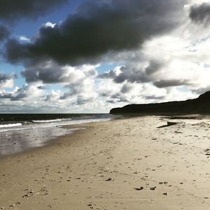 Scenic view of beach against sky