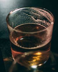 Close-up of beer in glass